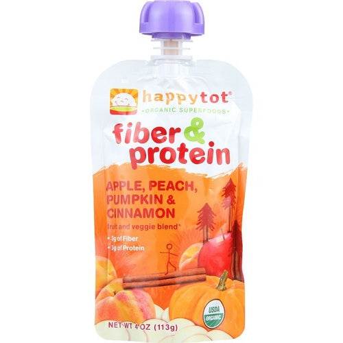 Happy Tot Fiber and Protein, Organic Apple, Peach, Pumpkin and