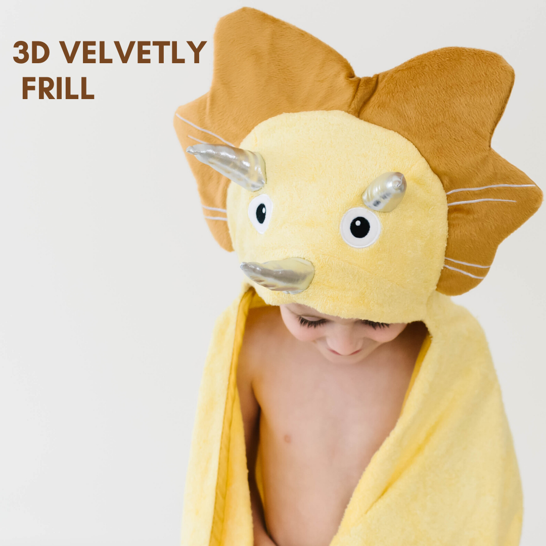 Bamboo Yellow Dinosaur Hooded Towel