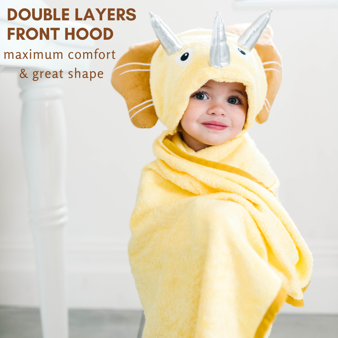 Bamboo Yellow Dinosaur Hooded Towel